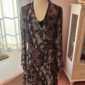 Elegant Snake Print Wrap Dress